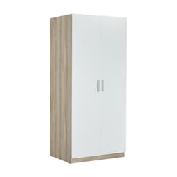 ตู้เสื้อผ้า 2 บานประตู รุ่นวาซ - สีขาว/ลายไม้ธรรมชาติ