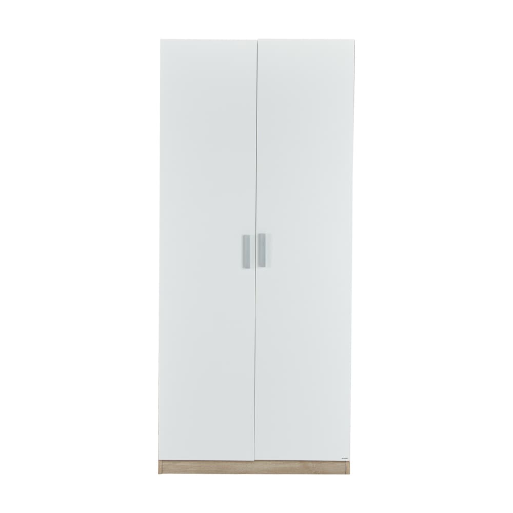 ตู้เสื้อผ้า 2 บานประตู รุ่นวาซ - สีขาว/ลายไม้ธรรมชาติ