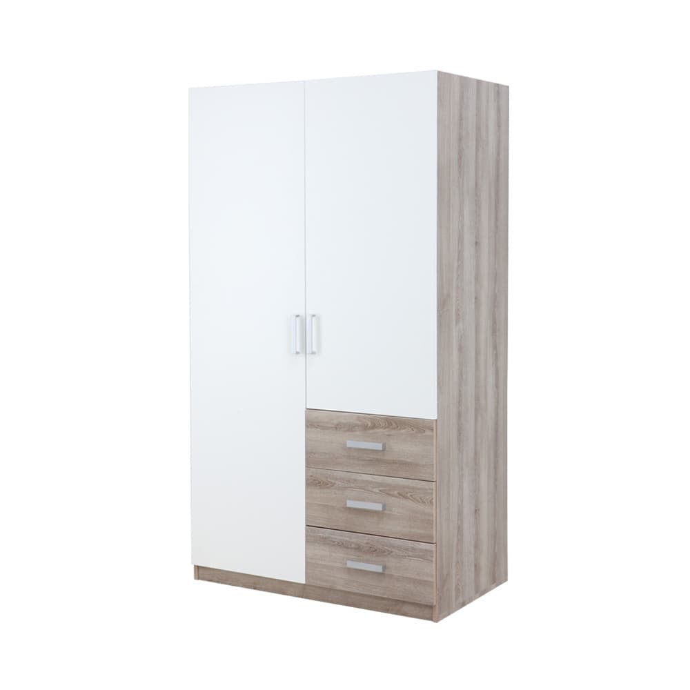 ตู้เสื้อผ้า 2 บานประตู รุ่นวินซ์ - สีธรรมชาติ/ขาว