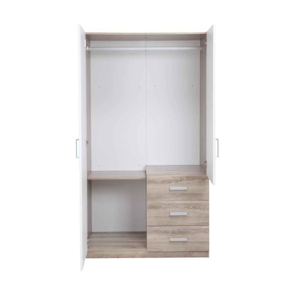 ตู้เสื้อผ้า 2 บานประตู รุ่นวินซ์ - สีธรรมชาติ/ขาว