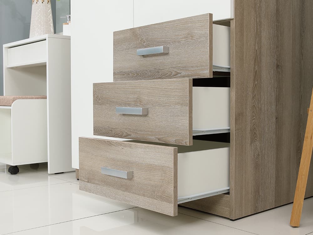 ตู้เสื้อผ้า 2 บานประตู รุ่นวินซ์ - สีธรรมชาติ/ขาว