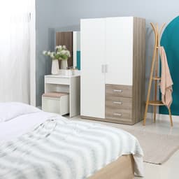 ตู้เสื้อผ้า 2 บานประตู รุ่นวินซ์ - สีธรรมชาติ/ขาว