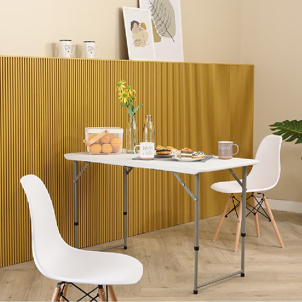 โต๊ะพับปรับความสูง รุ่นไททัน ขนาด 120 ซม. - สีขาว/เทา