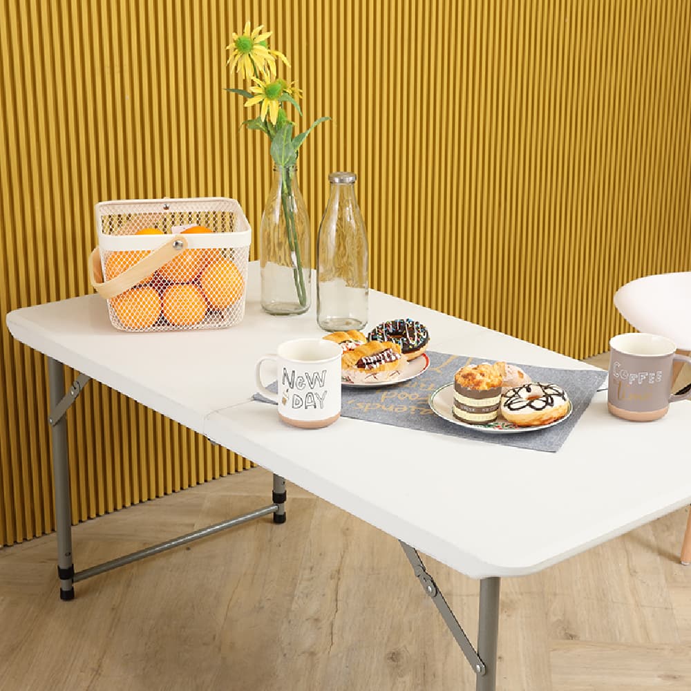 โต๊ะพับปรับความสูง รุ่นไททัน ขนาด 120 ซม. - สีขาว/เทา