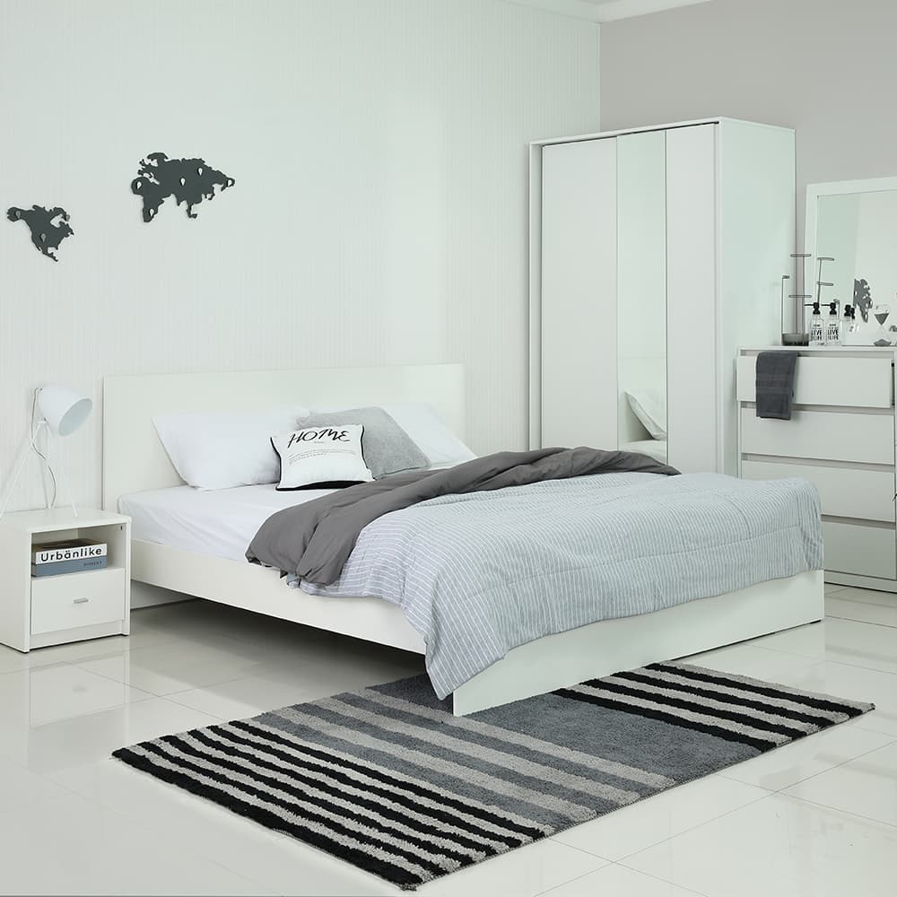 เตียงนอน รุ่นวิวิด ขนาด 6 ฟุต - สีขาว