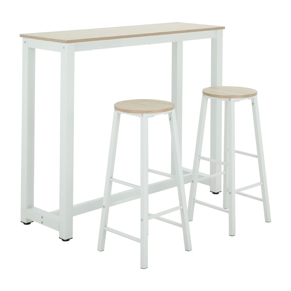 ชุดโต๊ะบาร์ 2 ที่นั่ง รุ่นโจลีน - สีธรรมชาติ/ขาว