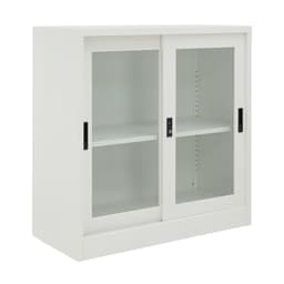 ตู้เหล็กบานเลื่อน รุ่นโซลิด ความสูง 90 ซม. - สีขาว