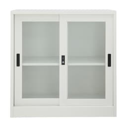 ตู้เหล็กบานเลื่อน รุ่นโซลิด ความสูง 90 ซม. - สีขาว