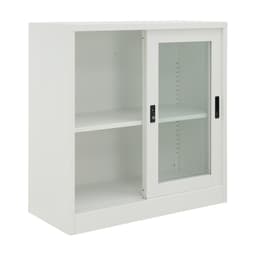 ตู้เหล็กบานเลื่อน รุ่นโซลิด ความสูง 90 ซม. - สีขาว