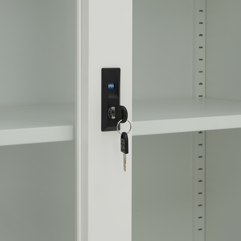 ตู้เหล็กบานเลื่อน รุ่นโซลิด ความสูง 90 ซม. - สีขาว