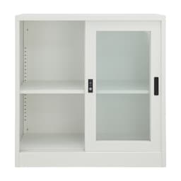 ตู้เหล็กบานเลื่อน รุ่นโซลิด ความสูง 90 ซม. - สีขาว