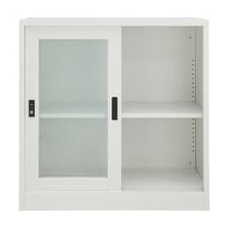 ตู้เหล็กบานเลื่อน รุ่นโซลิด ความสูง 90 ซม. - สีขาว