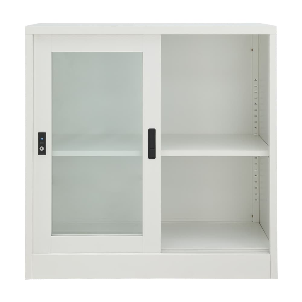 ตู้เหล็กบานเลื่อน รุ่นโซลิด ความสูง 90 ซม. - สีขาว