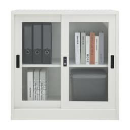 ตู้เหล็กบานเลื่อน รุ่นโซลิด ความสูง 90 ซม. - สีขาว