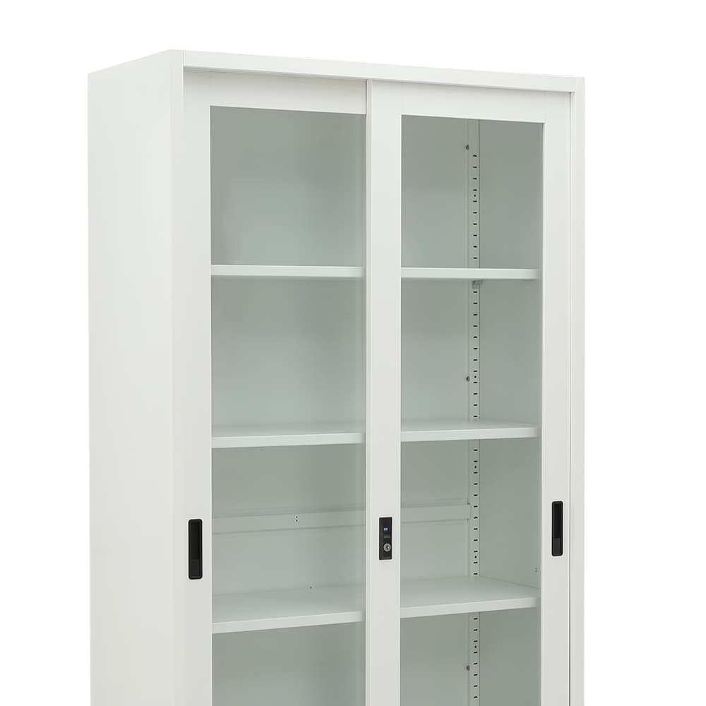 ตู้เหล็กบานเลื่อน รุ่นโซลิด ความสูง 185 ซม.  - สีขาว