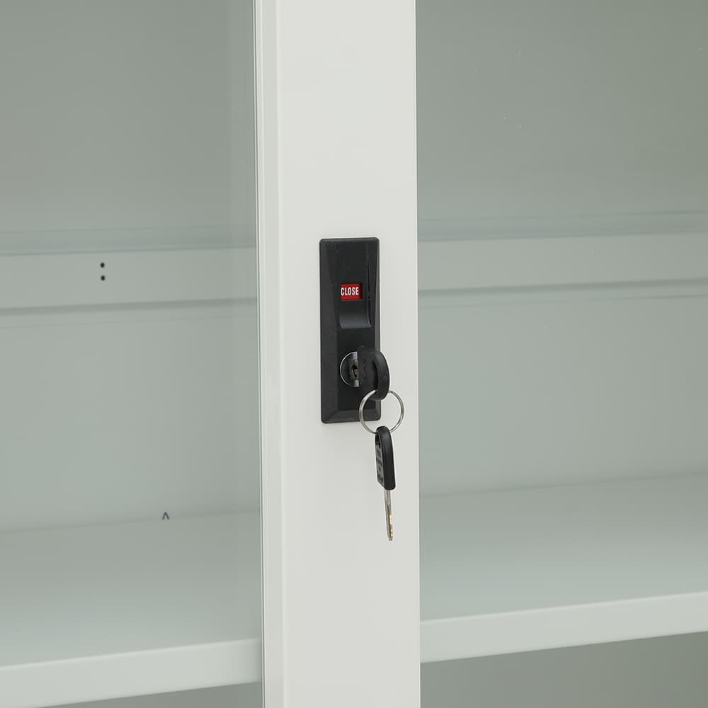 ตู้เหล็กบานเลื่อน รุ่นโซลิด ความสูง 185 ซม.  - สีขาว