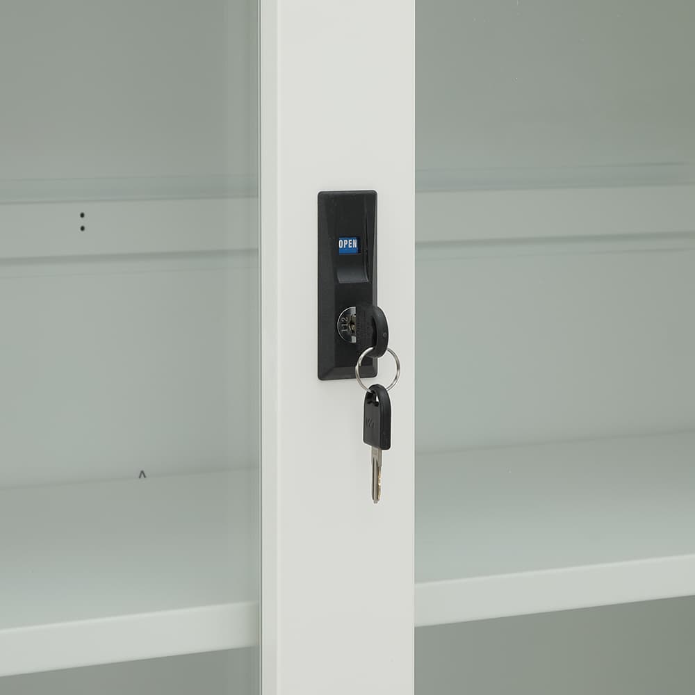 ตู้เหล็กบานเลื่อน รุ่นโซลิด ความสูง 185 ซม.  - สีขาว