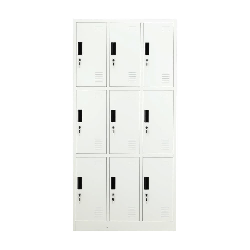 ตู้เหล็กล็อคเกอร์ 9 ช่อง รุ่นโซลิด - สีขาว