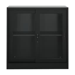 ตู้เหล็กบานเลื่อน รุ่นโซลิด สูง 90 ซม. - สีดำ