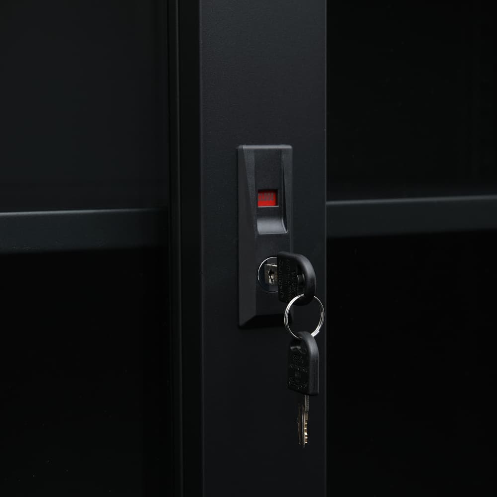 ตู้เหล็กบานเลื่อน รุ่นโซลิด สูง 90 ซม. - สีดำ