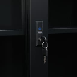 ตู้เหล็กบานเลื่อน รุ่นโซลิด สูง 90 ซม. - สีดำ