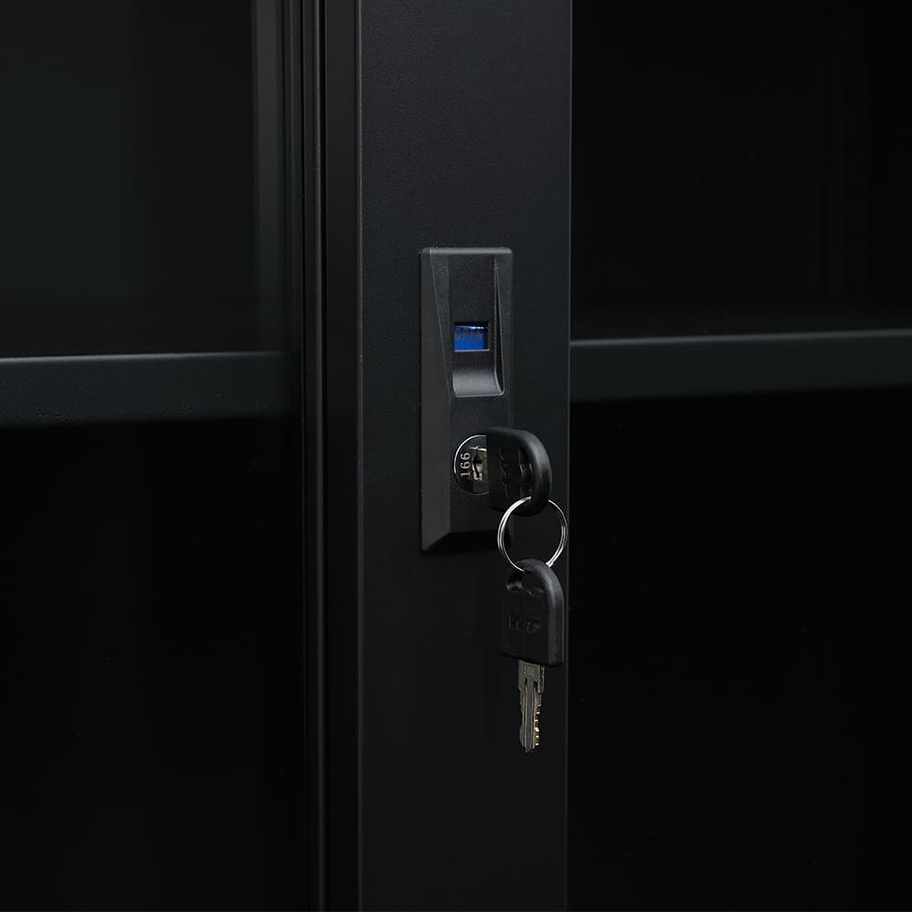 ตู้เหล็กบานเลื่อน รุ่นโซลิด สูง 90 ซม. - สีดำ