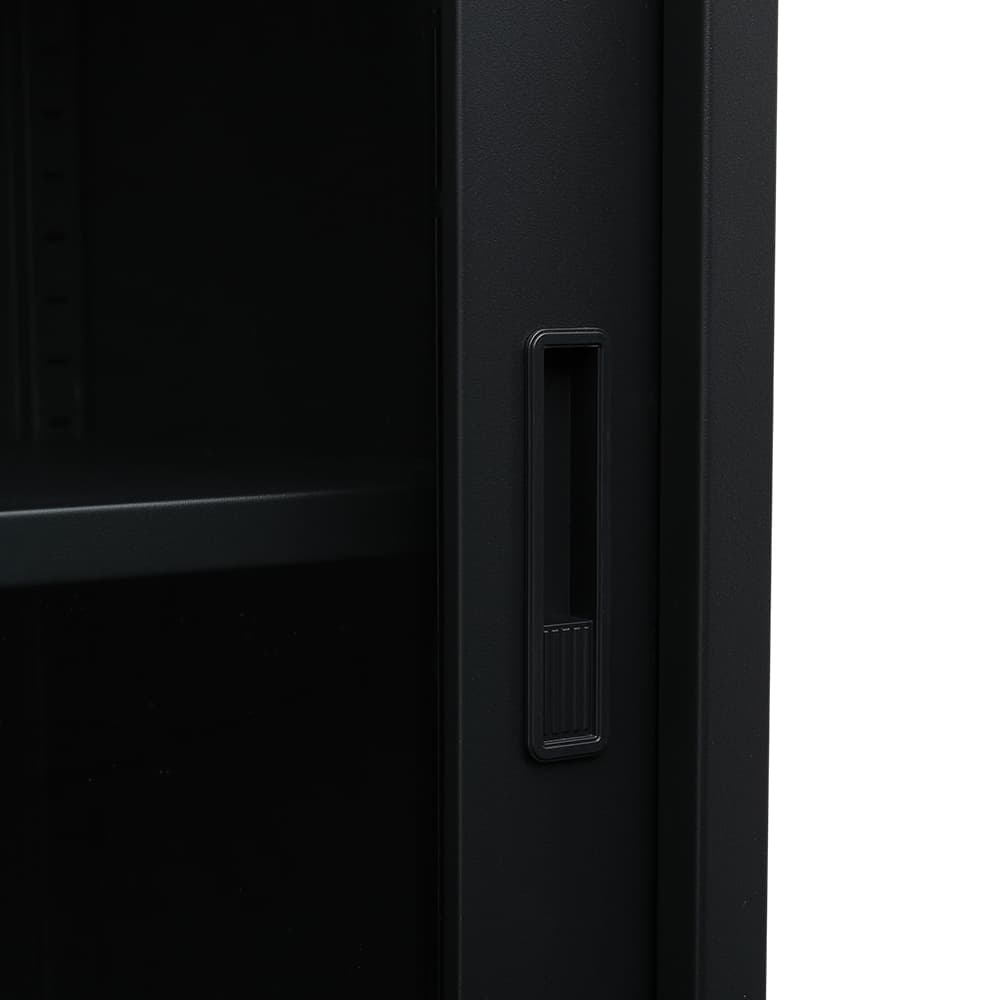 ตู้เหล็กบานเลื่อน รุ่นโซลิด สูง 90 ซม. - สีดำ