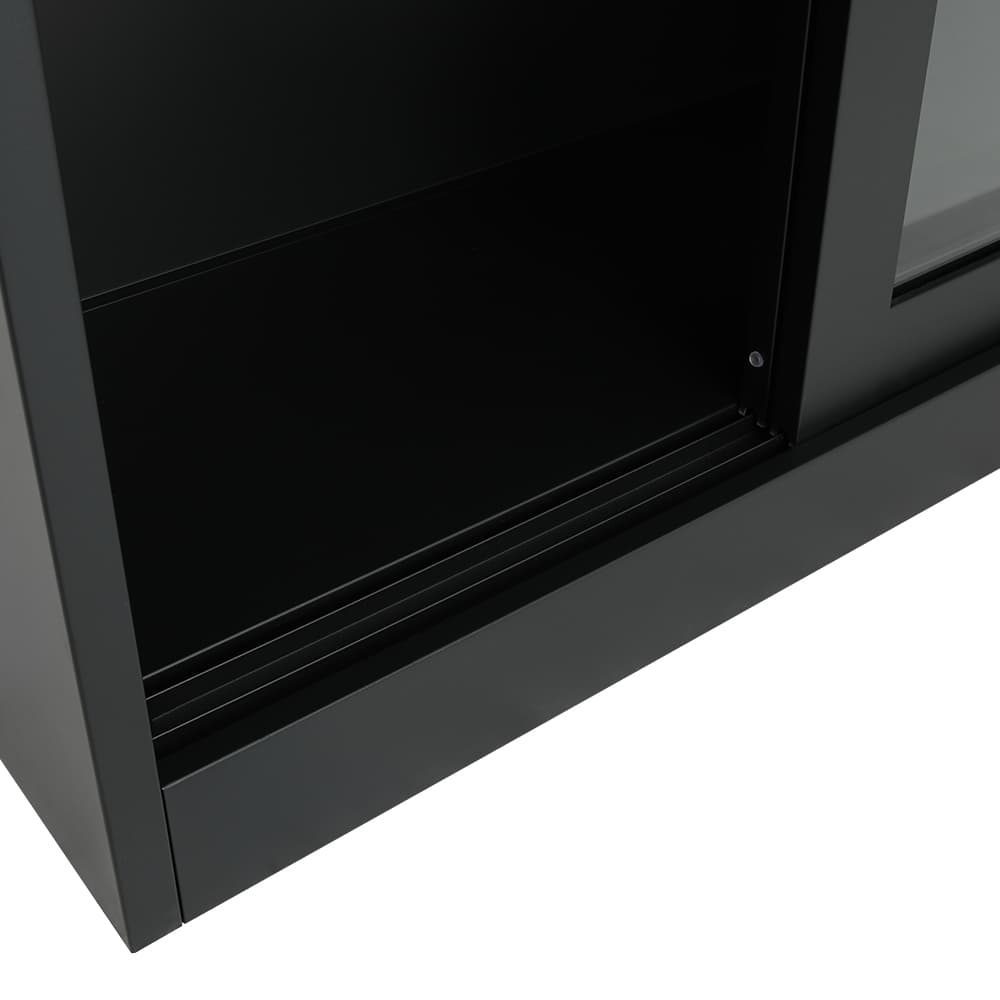 ตู้เหล็กบานเลื่อน รุ่นโซลิด สูง 90 ซม. - สีดำ