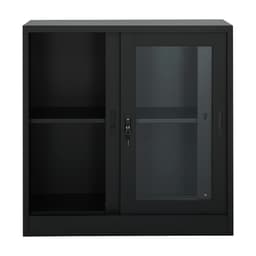 ตู้เหล็กบานเลื่อน รุ่นโซลิด สูง 90 ซม. - สีดำ
