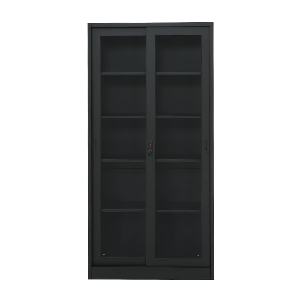 ตู้เหล็กบานเลื่อน รุ่นโซลิด สูง 185 ซม. - สีดำ