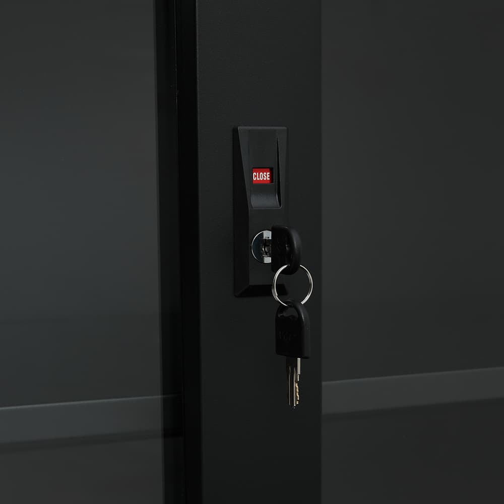 ตู้เหล็กบานเลื่อน รุ่นโซลิด สูง 185 ซม. - สีดำ