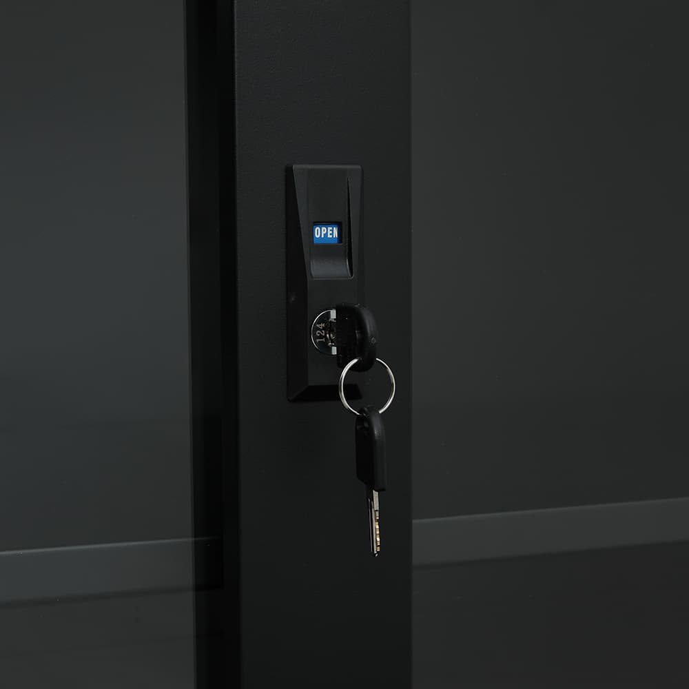 ตู้เหล็กบานเลื่อน รุ่นโซลิด สูง 185 ซม. - สีดำ