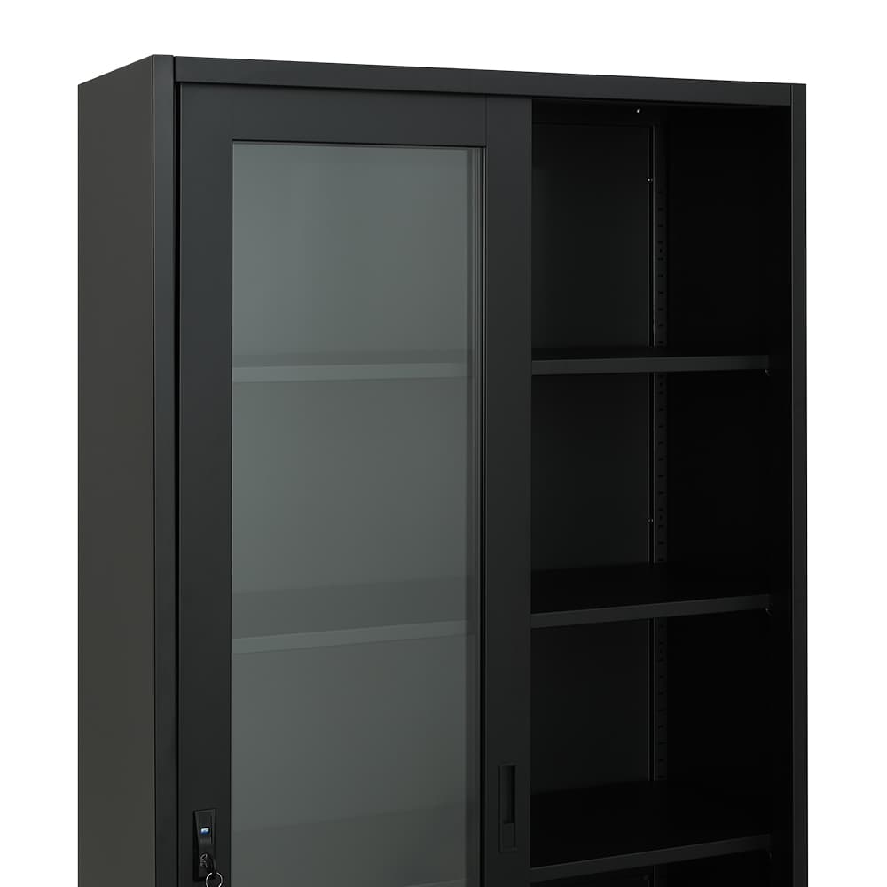 ตู้เหล็กบานเลื่อน รุ่นโซลิด สูง 185 ซม. - สีดำ