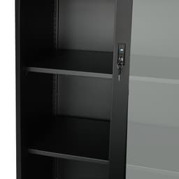 ตู้เหล็กบานเลื่อน รุ่นโซลิด สูง 185 ซม. - สีดำ