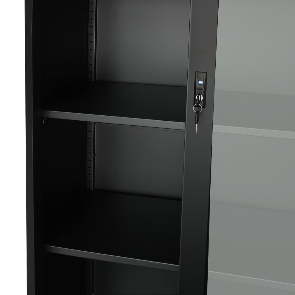 ตู้เหล็กบานเลื่อน รุ่นโซลิด สูง 185 ซม. - สีดำ