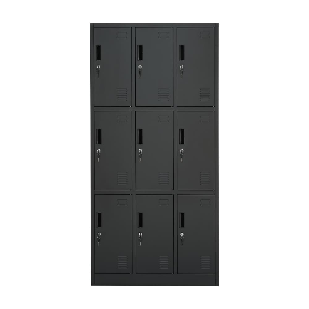 ตู้เหล็กล็อกเกอร์ 9 ช่อง รุ่นโซลิด - สีดำ