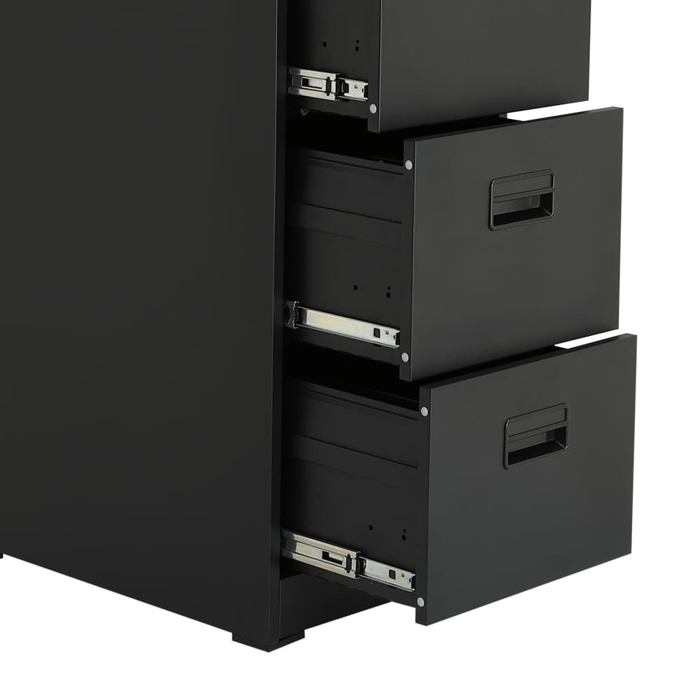 ตู้เหล็ก 4 ลิ้นชัก รุ่นโซลิด - สีดำ