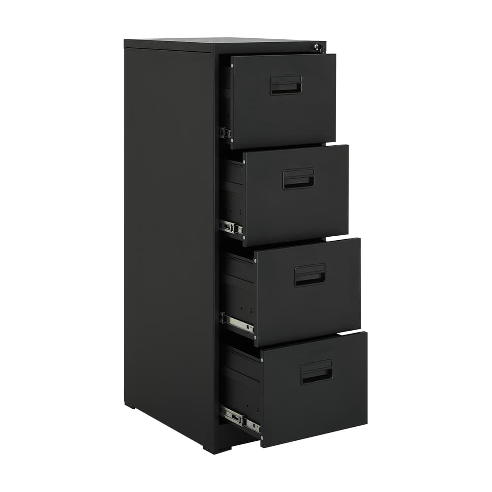 ตู้เหล็ก 4 ลิ้นชัก รุ่นโซลิด - สีดำ