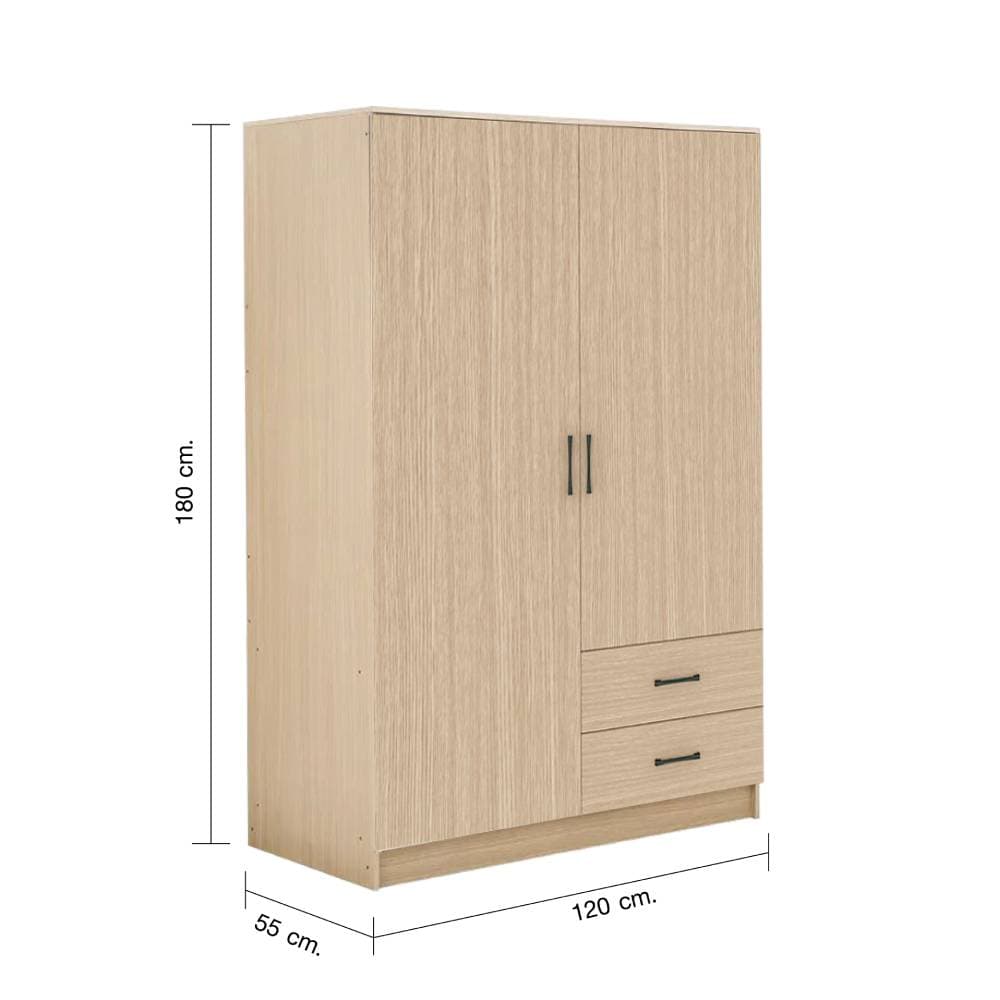 ตู้เสื้อผ้า 2 บาน รุ่นฟินซ์ ขนาด 120 ซม. - สีธรรมชาติ