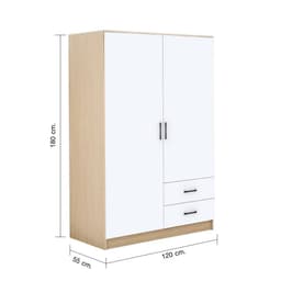 ตู้เสื้อผ้า 2 บาน รุ่นฟินซ์ ขนาด 120 ซม. - สีธรรมชาติ/ขาว