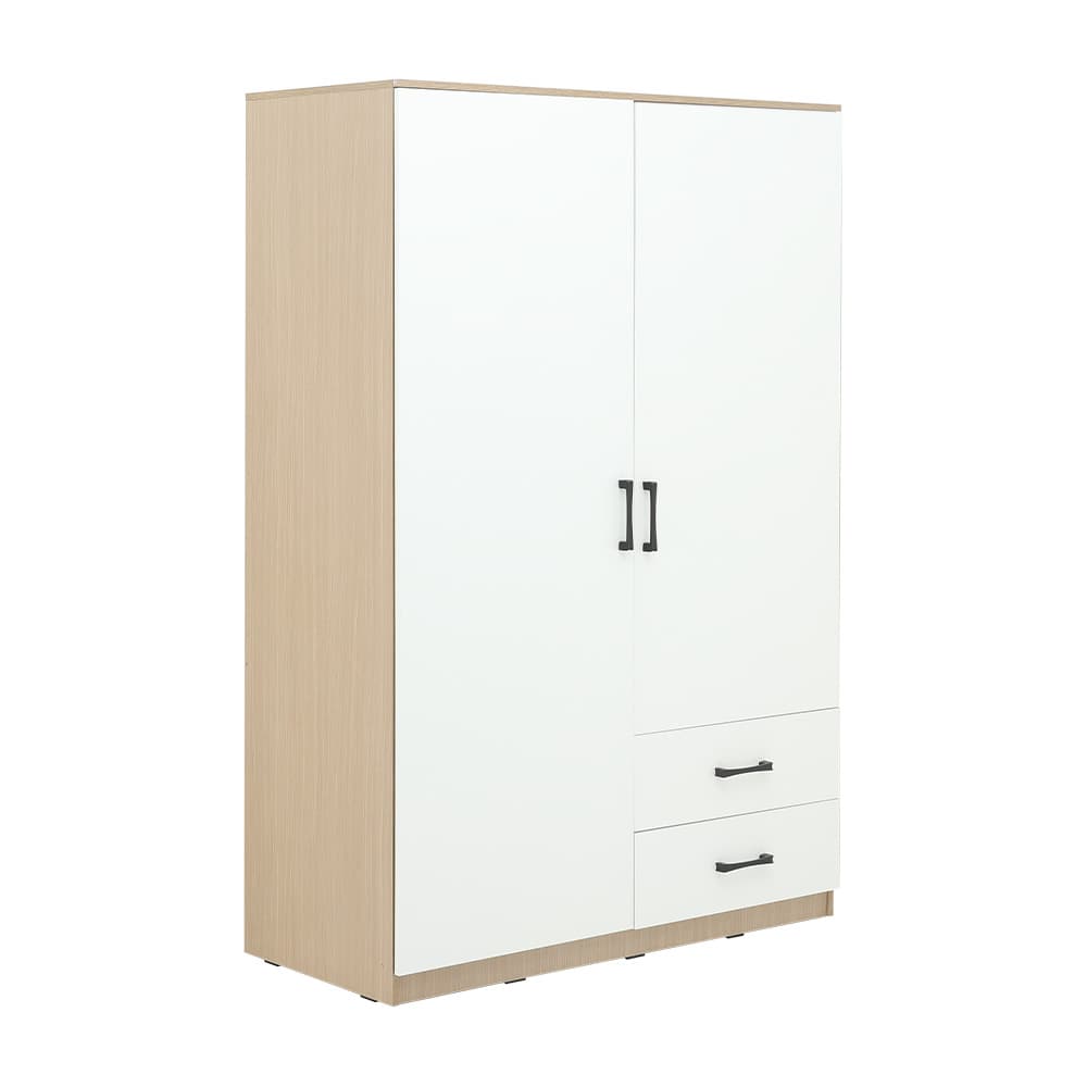 ตู้เสื้อผ้า 2 บาน รุ่นฟินซ์ ขนาด 120 ซม. - สีธรรมชาติ/ขาว