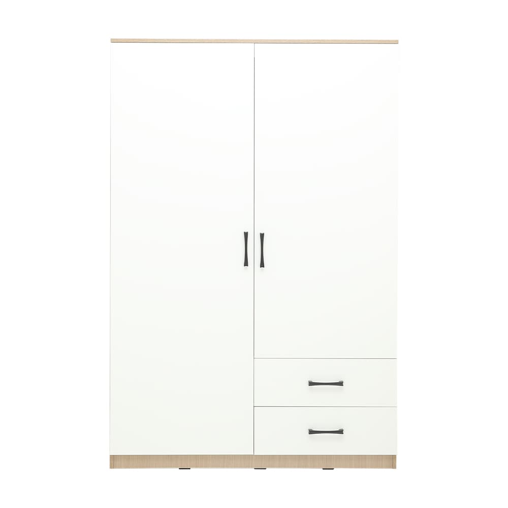 ตู้เสื้อผ้า 2 บาน รุ่นฟินซ์ ขนาด 120 ซม. - สีธรรมชาติ/ขาว