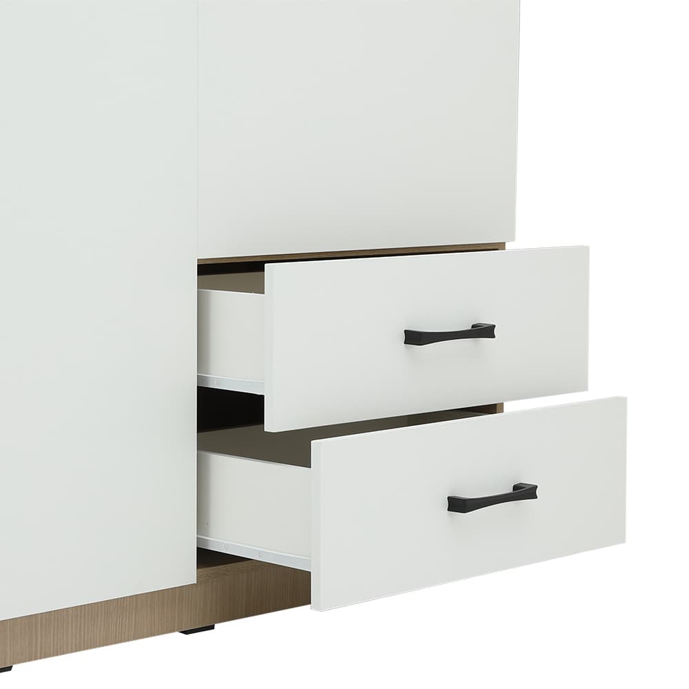 ตู้เสื้อผ้า 2 บาน รุ่นฟินซ์ ขนาด 120 ซม. - สีธรรมชาติ/ขาว