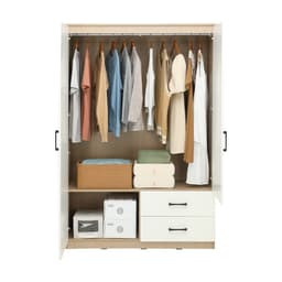 ตู้เสื้อผ้า 2 บาน รุ่นฟินซ์ ขนาด 120 ซม. - สีธรรมชาติ/ขาว