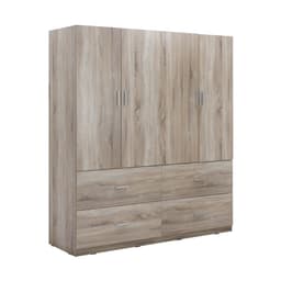 ชุดห้องนอน รุ่นมินิโอ+ทิวลิป ขนาด 5 ฟุต (เตียง, ตู้เสื้อผ้า 4 บาน พร้อมลิ้นชัก, โต๊ะเครื่องแป้งพร้อมสตูล) - สีธรรมชาติ