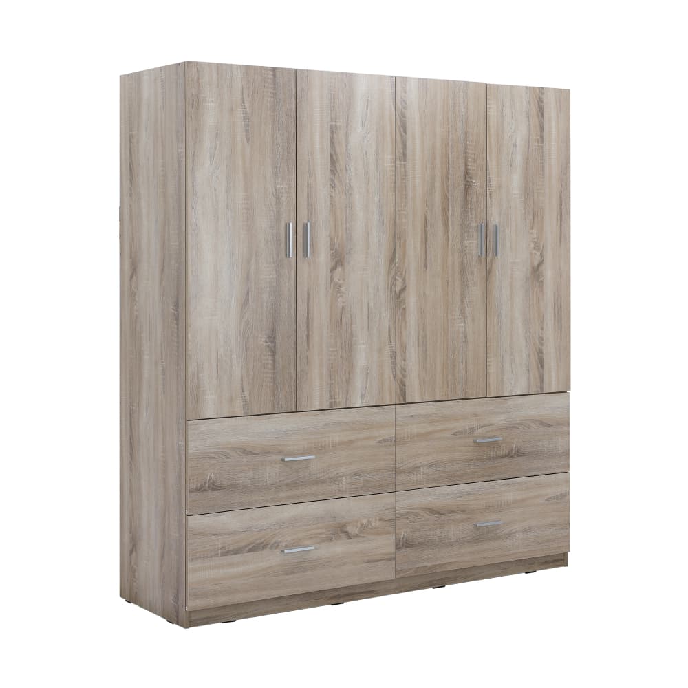 ชุดห้องนอน รุ่นมินิโอ+ทิวลิป ขนาด 6 ฟุต (เตียง, ตู้เสื้อผ้า 4 บาน พร้อมลิ้นชัก, โต๊ะเครื่องแป้งพร้อมสตูล) - สีธรรมชาติ