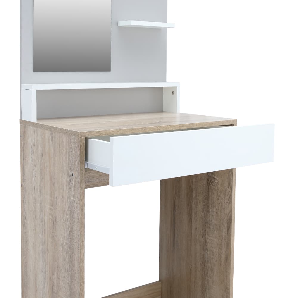 ชุดห้องนอน รุ่นมินิโอ+ทิวลิป ขนาด 6 ฟุต (เตียง, ตู้เสื้อผ้า 4 บาน พร้อมลิ้นชัก, โต๊ะเครื่องแป้งพร้อมสตูล) - สีธรรมชาติ