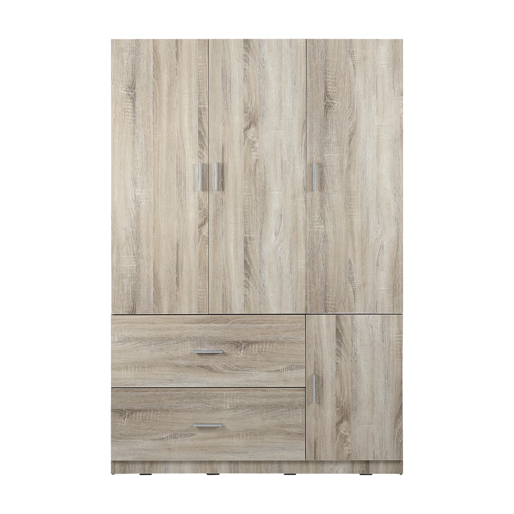 ชุดห้องนอน รุ่นมินิโอ+ทิวลิป ขนาด 6 ฟุต (เตียง, ตู้เสื้อผ้า 3 บาน พร้อมลิ้นชัก, โต๊ะเครื่องแป้งพร้อมสตูล) - สีธรรมชาติ