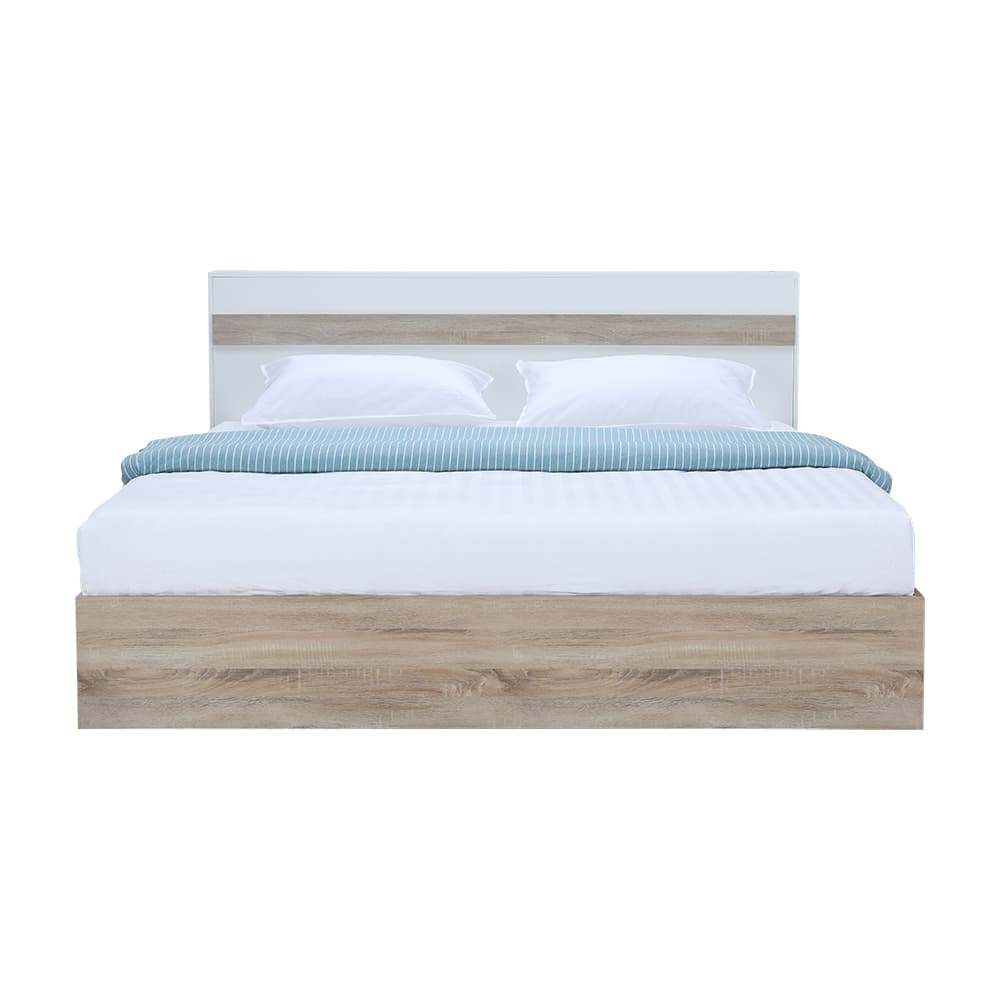 ชุดห้องนอน รุ่นมินิโอ+ทิวลิป ขนาด 6 ฟุต (เตียง, ตู้เสื้อผ้า 3 บาน พร้อมลิ้นชัก, โต๊ะเครื่องแป้งพร้อมสตูล) - สีธรรมชาติ