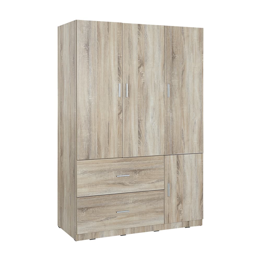 ชุดห้องนอน รุ่นมินิโอ+ทิวลิป ขนาด 6 ฟุต (เตียง, ตู้เสื้อผ้า 3 บาน พร้อมลิ้นชัก, โต๊ะเครื่องแป้งพร้อมสตูล) - สีธรรมชาติ